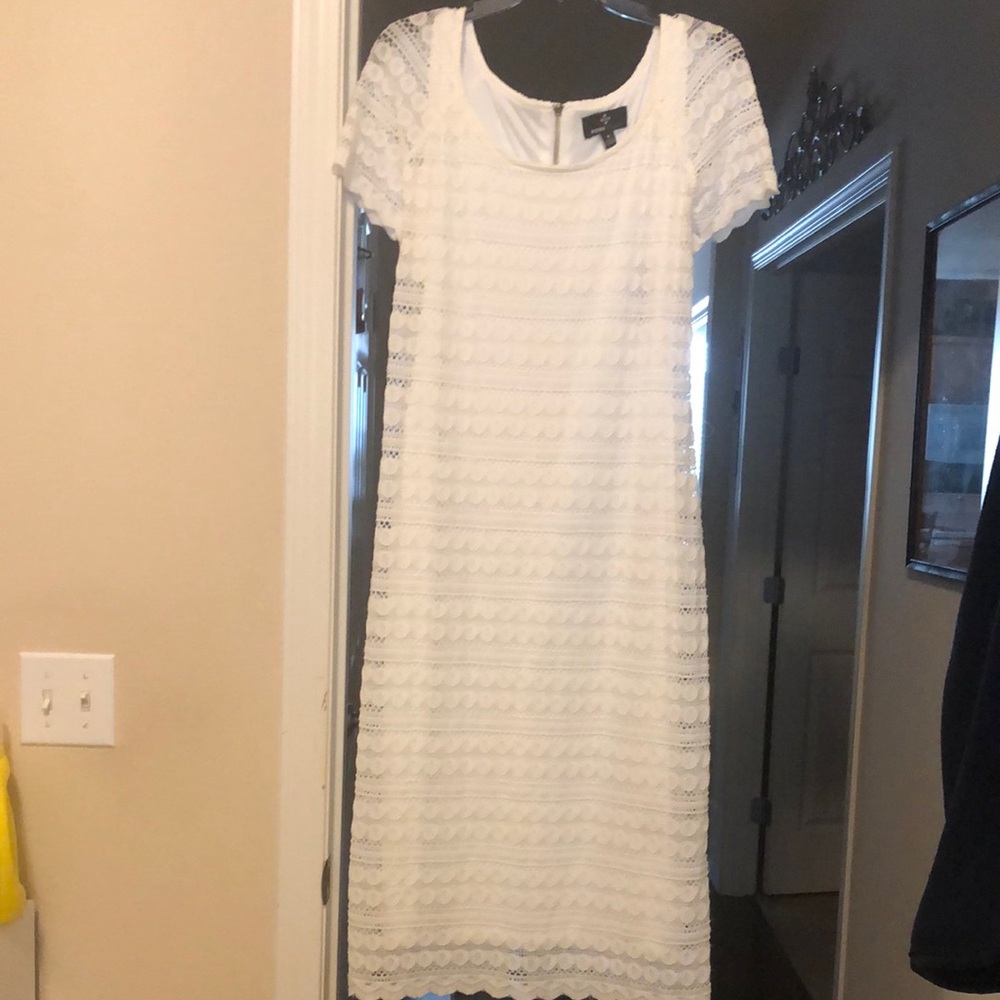 Ronni Nicole White Sheath Maxi Dress Short Sleeve
